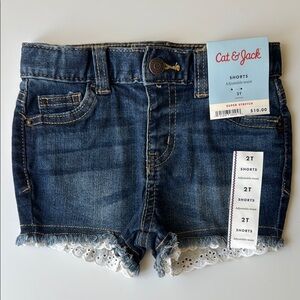 Cat & Jack Blue Denim Shorts with Lace Trim
